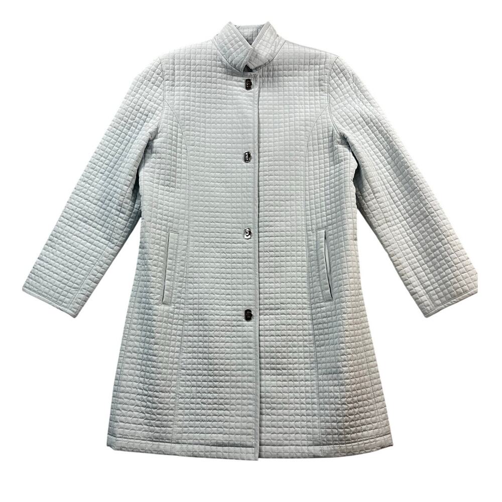 Gallery Powder Blue Quilted Overcoat Unique Clasp Closure Size Medium